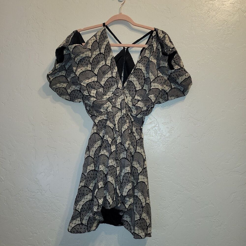 Mara Hoffman Womens Sz XS Silk Tunic Top Cold Shoulder Black Lined Mini Dress